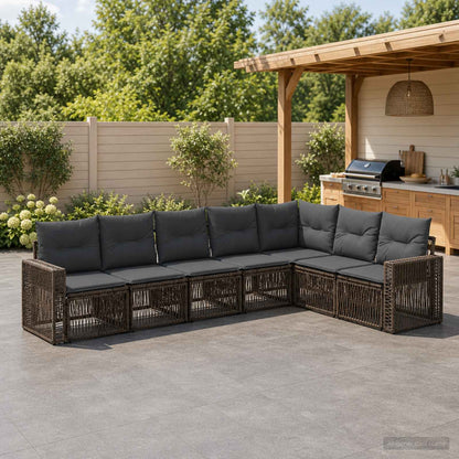 Set Divano da Giardino 7 pcs Grigio e Grigio Scuro polyrattan | homemem39