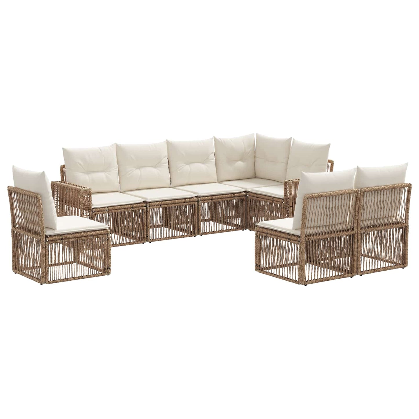 Set Divano da Giardino 8 pcs Beige e Bianco Crema polyrattan | homemem39