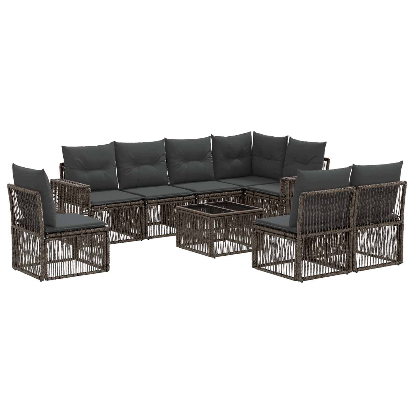 Set Divano da Giardino 9 pcs Grigio e Grigio Scuro polyrattan | homemem39
