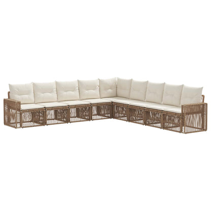 Set Divano da Giardino 9 pcs Beige e Bianco Crema polyrattan | homemem39