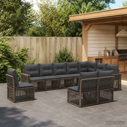 Set Divano da Giardino 10 pcs Grigio e Grigio Scuro polyrattan | homemem39