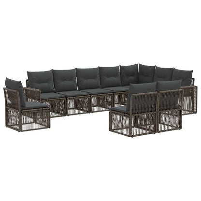 Set Divano da Giardino 10 pcs Grigio e Grigio Scuro polyrattan | homemem39