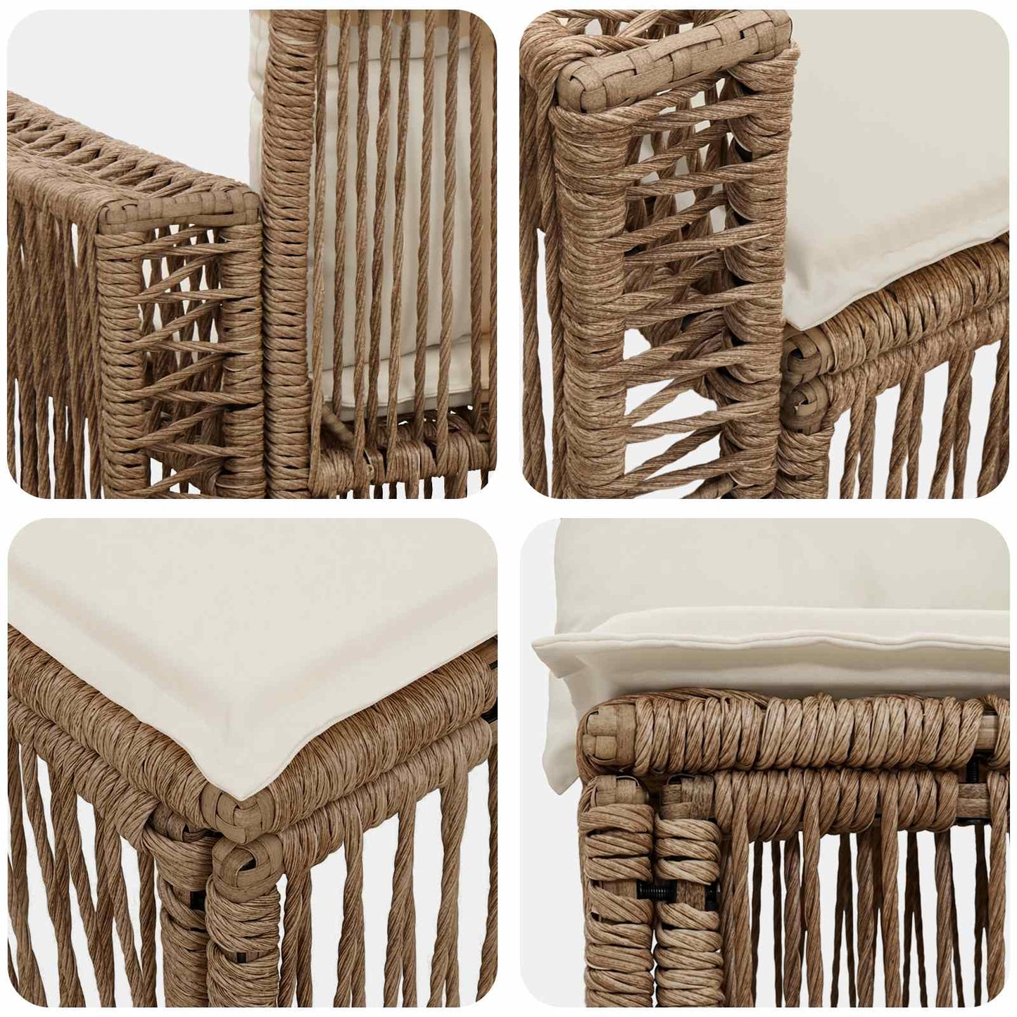 Set Divano da Giardino 10 pcs Beige e Bianco Crema polyrattan | homemem39
