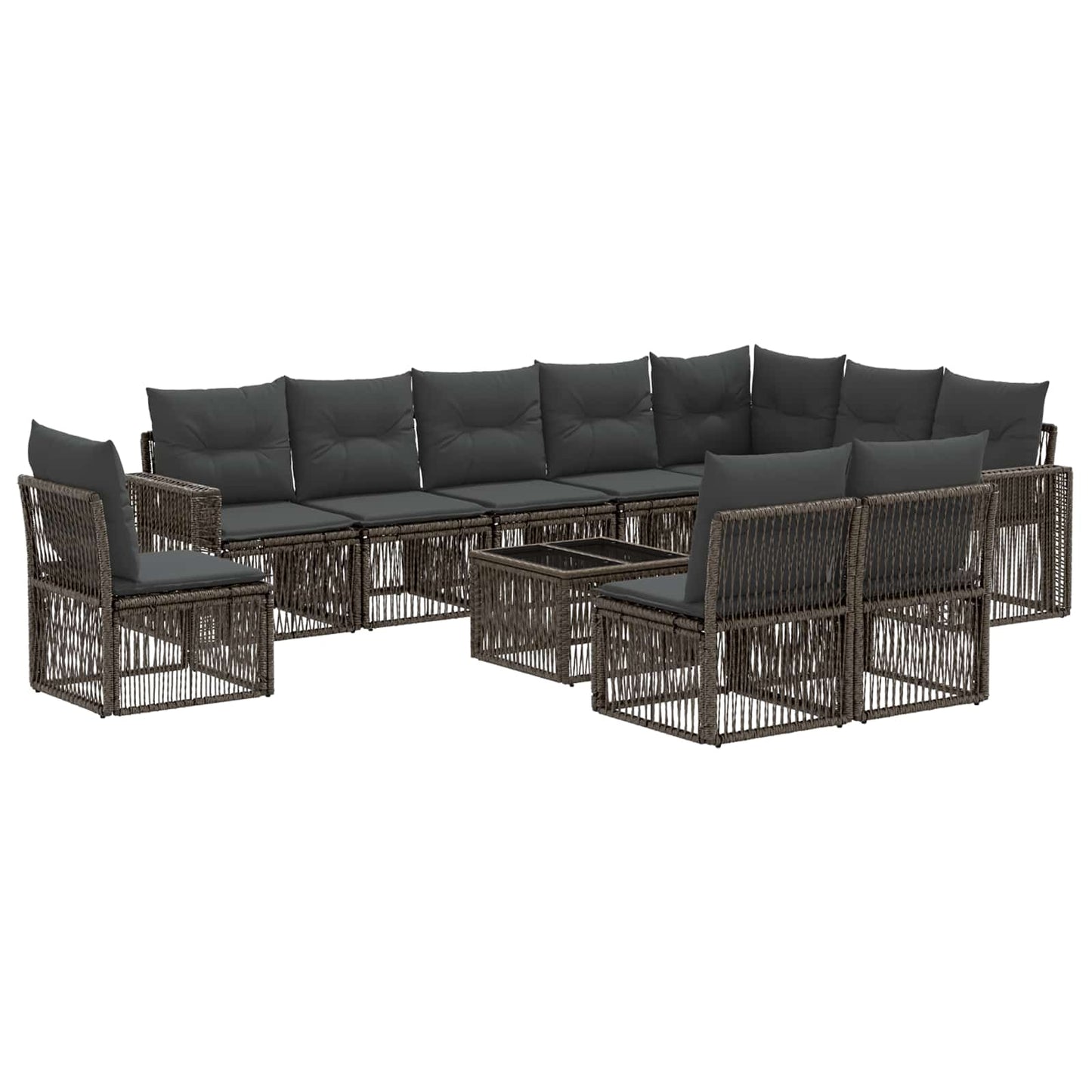 Set Divano da Giardino 11 pcs Grigio e Grigio Scuro polyrattan | homemem39