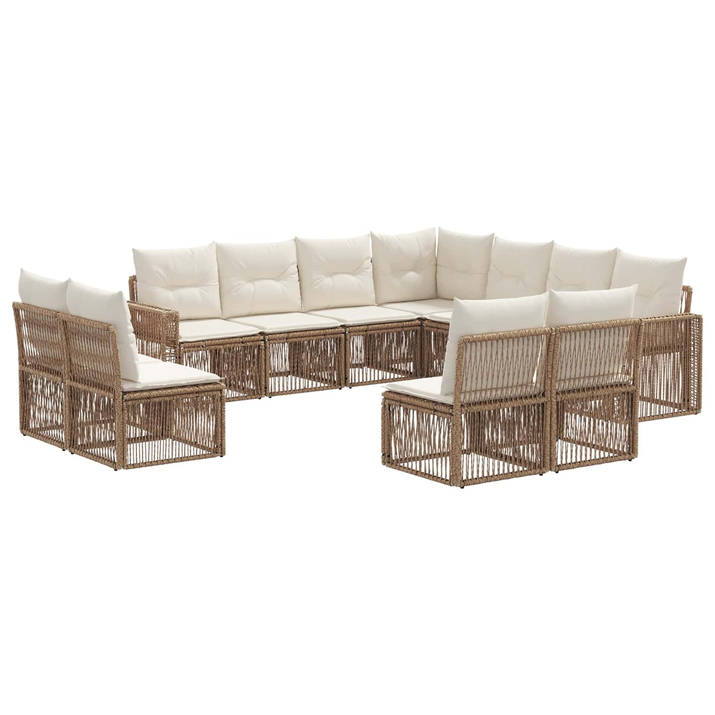 Set Divano da Giardino 11 pcs Beige e Bianco Crema polyrattan | homemem39