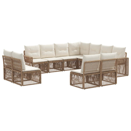 Set Divano da Giardino 11 pcs Beige e Bianco Crema polyrattan | homemem39