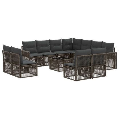 Set Divano da Giardino 12 pcs Grigio e Grigio Scuro polyrattan | homemem39
