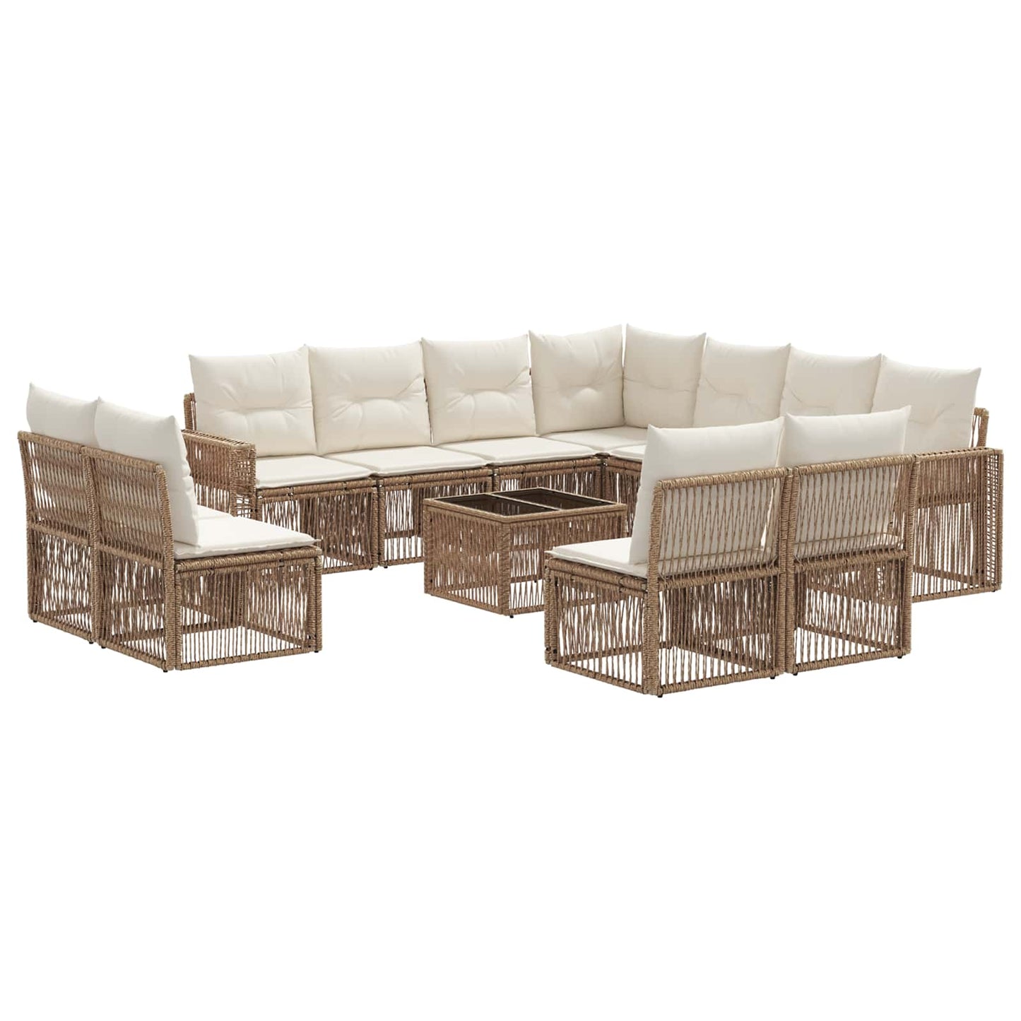Set Divano da Giardino 12 pcs Beige e Bianco Crema polyrattan | homemem39