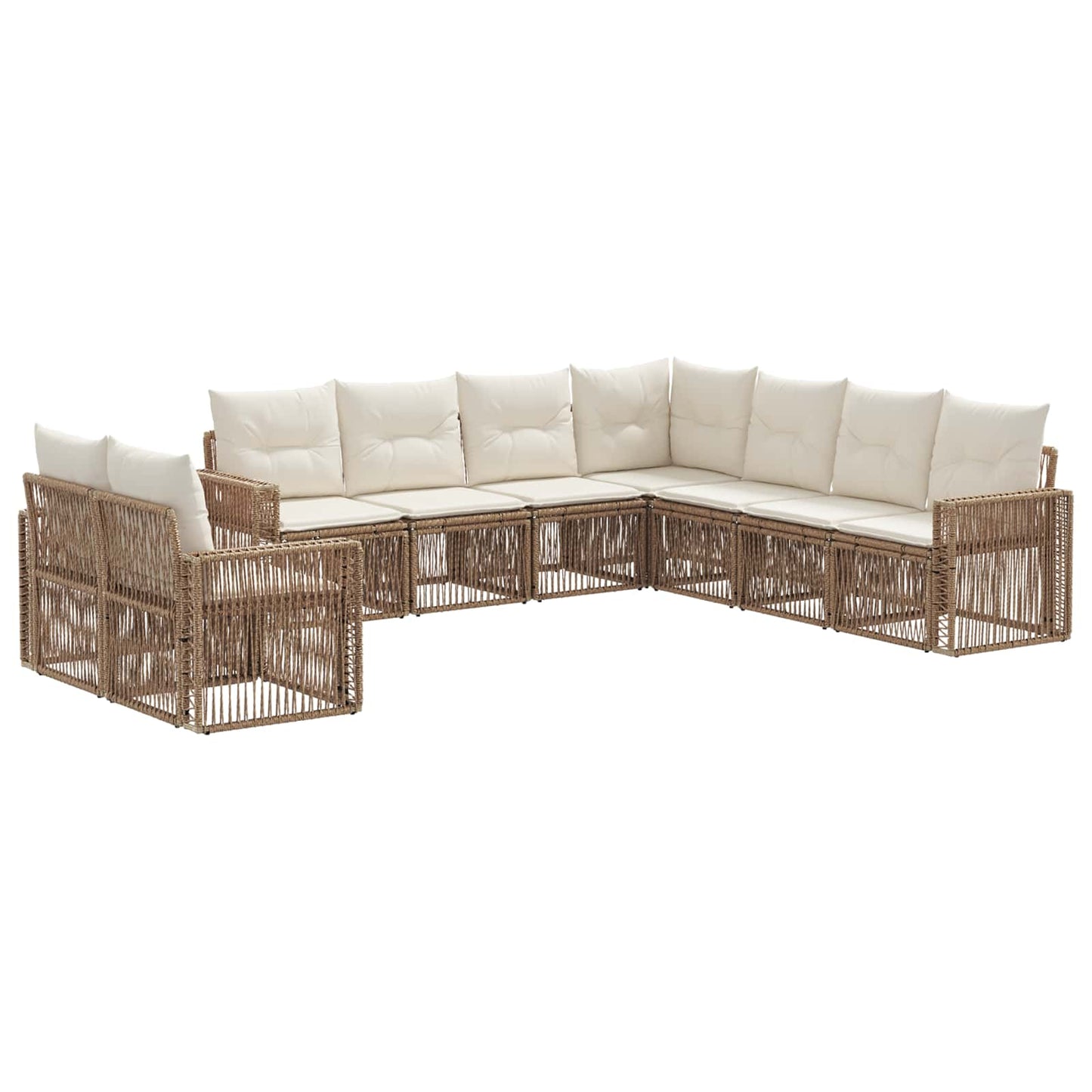 Set Divano da Giardino 9 pcs Beige e Bianco Crema polyrattan | homemem39