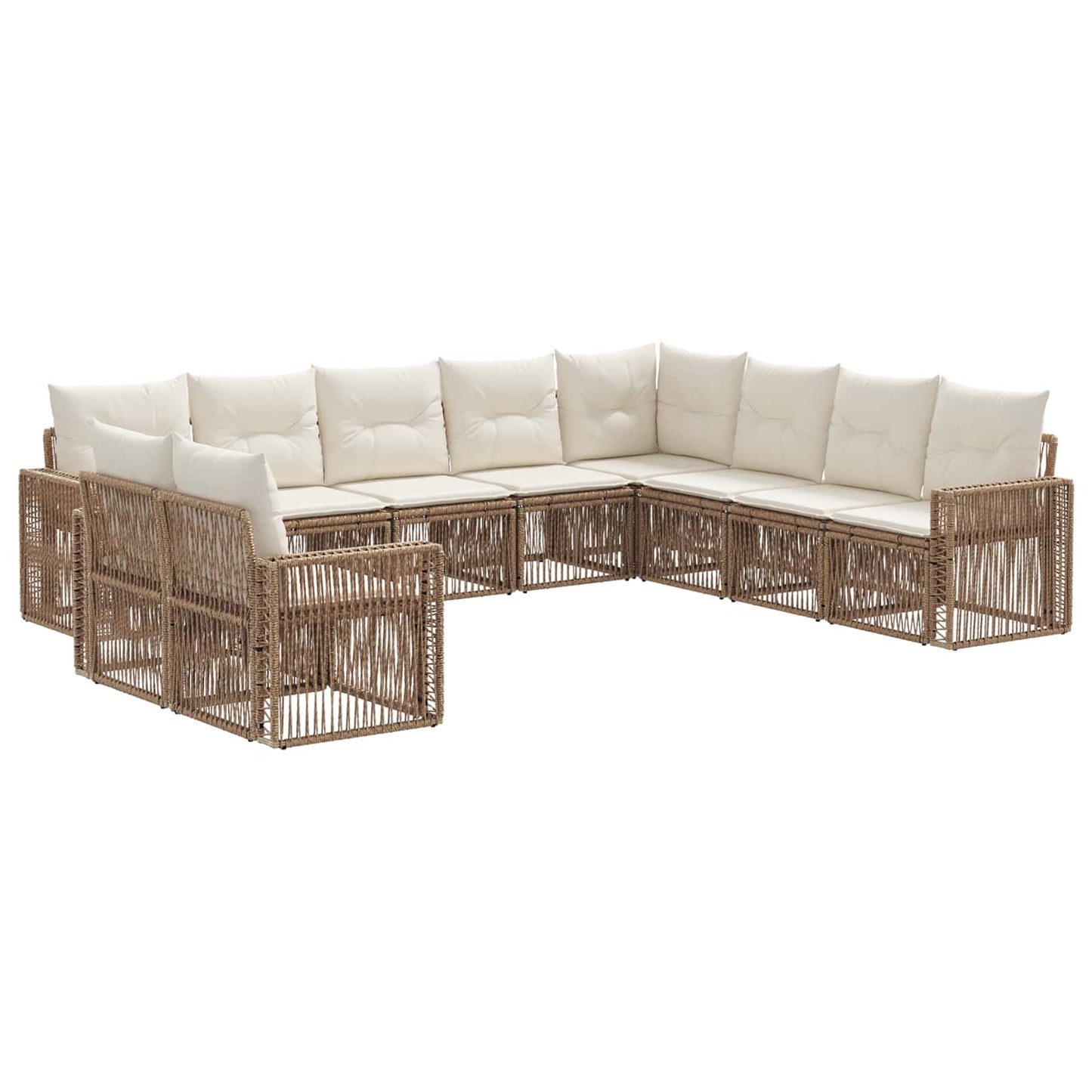Set Divano da Giardino 10 pcs Beige e Bianco Crema polyrattan | homemem39