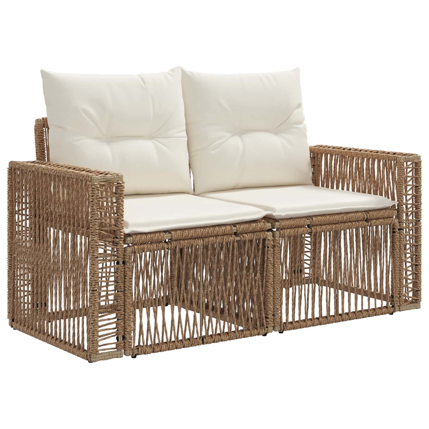 Set Divano da Giardino 10 pcs Beige e Bianco Crema polyrattan
