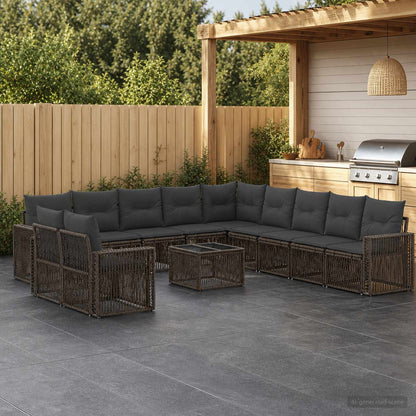 Set Divano da Giardino 12 pz Grigio e Grigio Scuro polyrattan