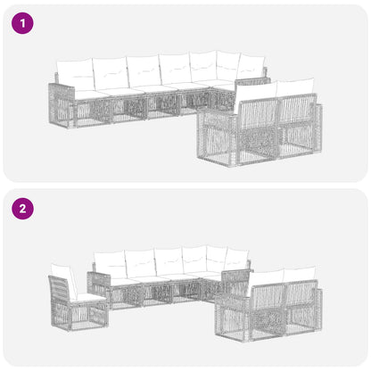 Set Divano da Giardino 8 pcs Nero e Bianco Crema polyrattan | homemem39