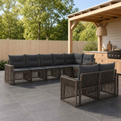 Set Divano da Giardino 8 pcs Grigio e Grigio Scuro polyrattan | homemem39