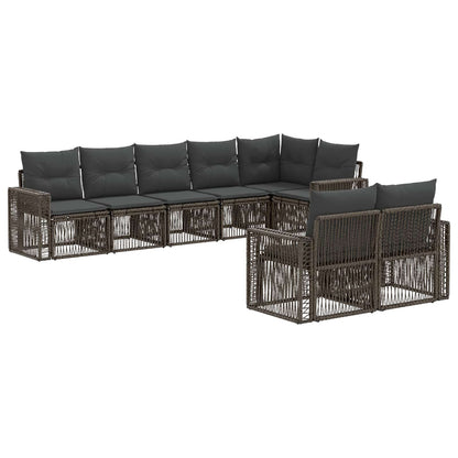 Set Divano da Giardino 8 pcs Grigio e Grigio Scuro polyrattan | homemem39