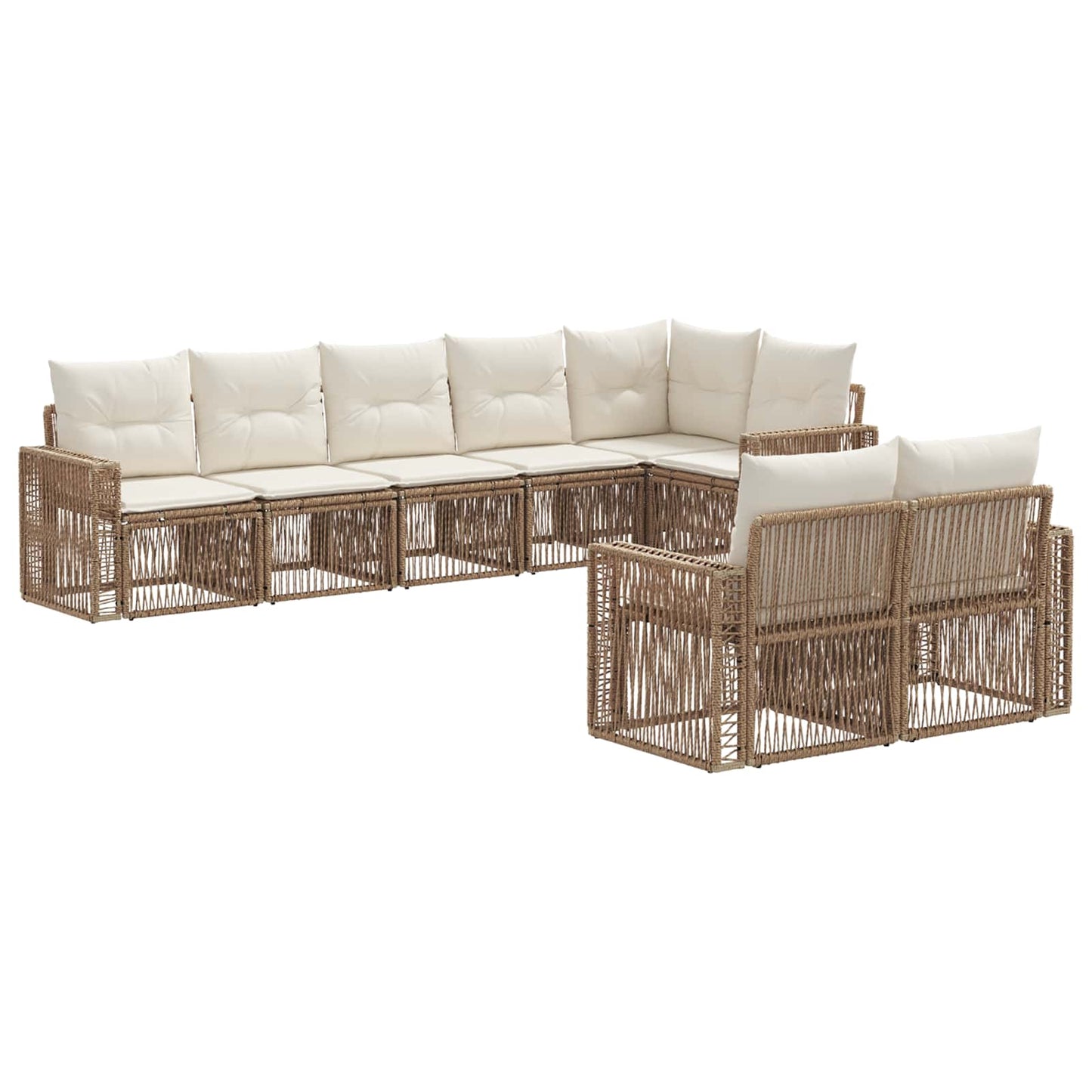 Set Divano da Giardino 8 pcs Beige e Bianco Crema polyrattan | homemem39