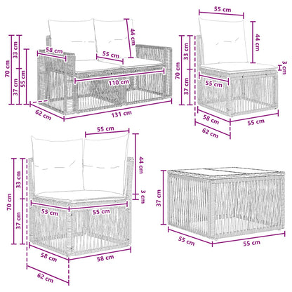 Set Divano da Giardino 9 pcs Nero e Bianco Crema polyrattan | homemem39