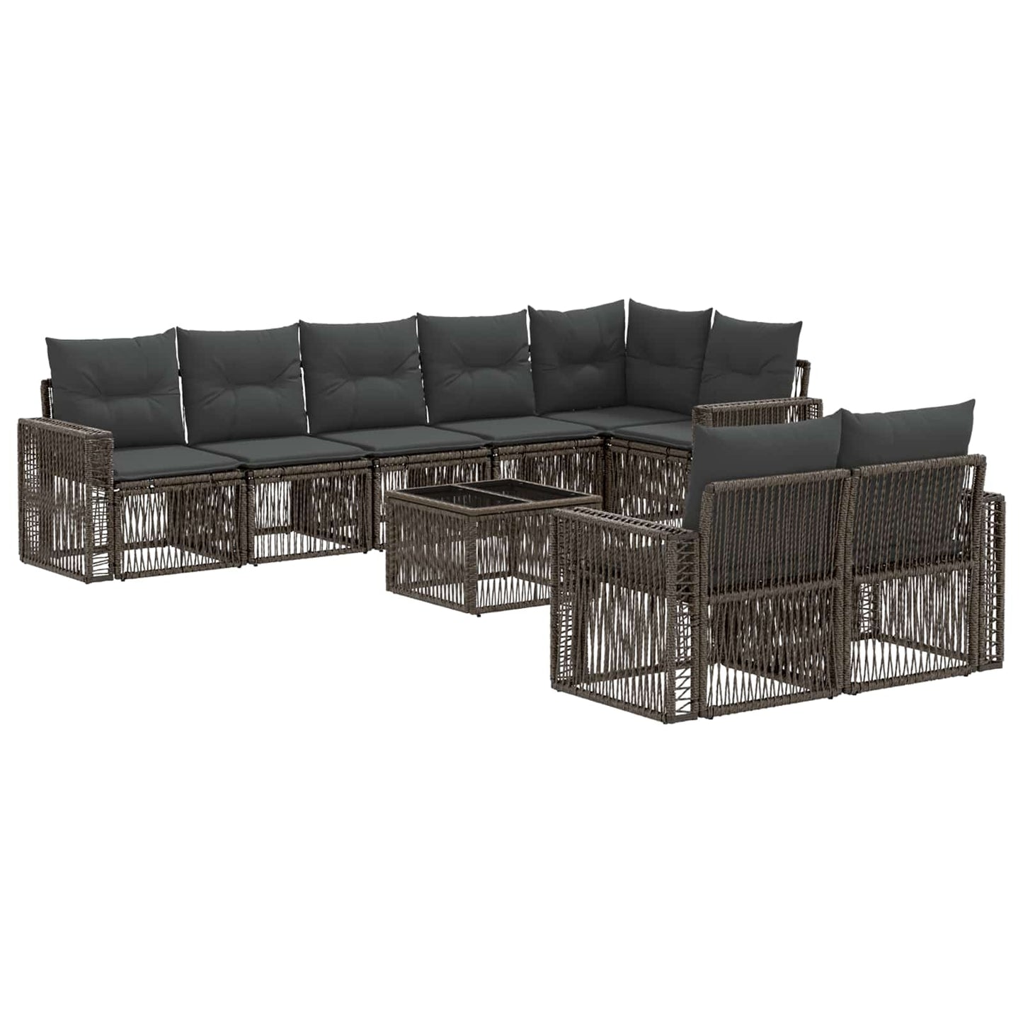 Set Divano da Giardino 9 pcs Grigio e Grigio Scuro polyrattan | homemem39