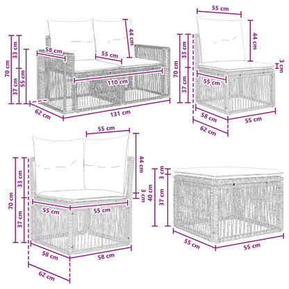 Set Divano da Giardino 6 pcs Grigio e Grigio Scuro polyrattan | homemem39