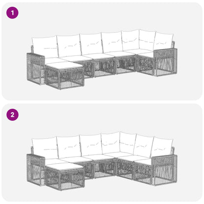Set Divano da Giardino 7 pcs Grigio e Grigio Scuro polyrattan | homemem39