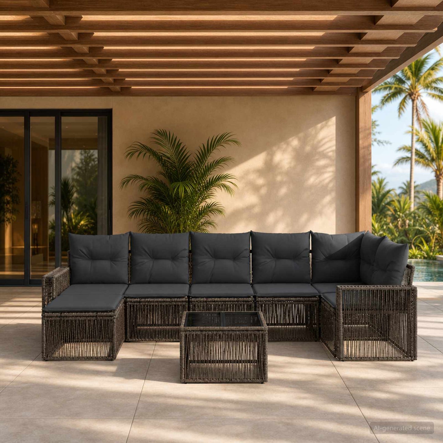 Set Divano da Giardino 8 pcs Grigio e Grigio Scuro polyrattan | homemem39