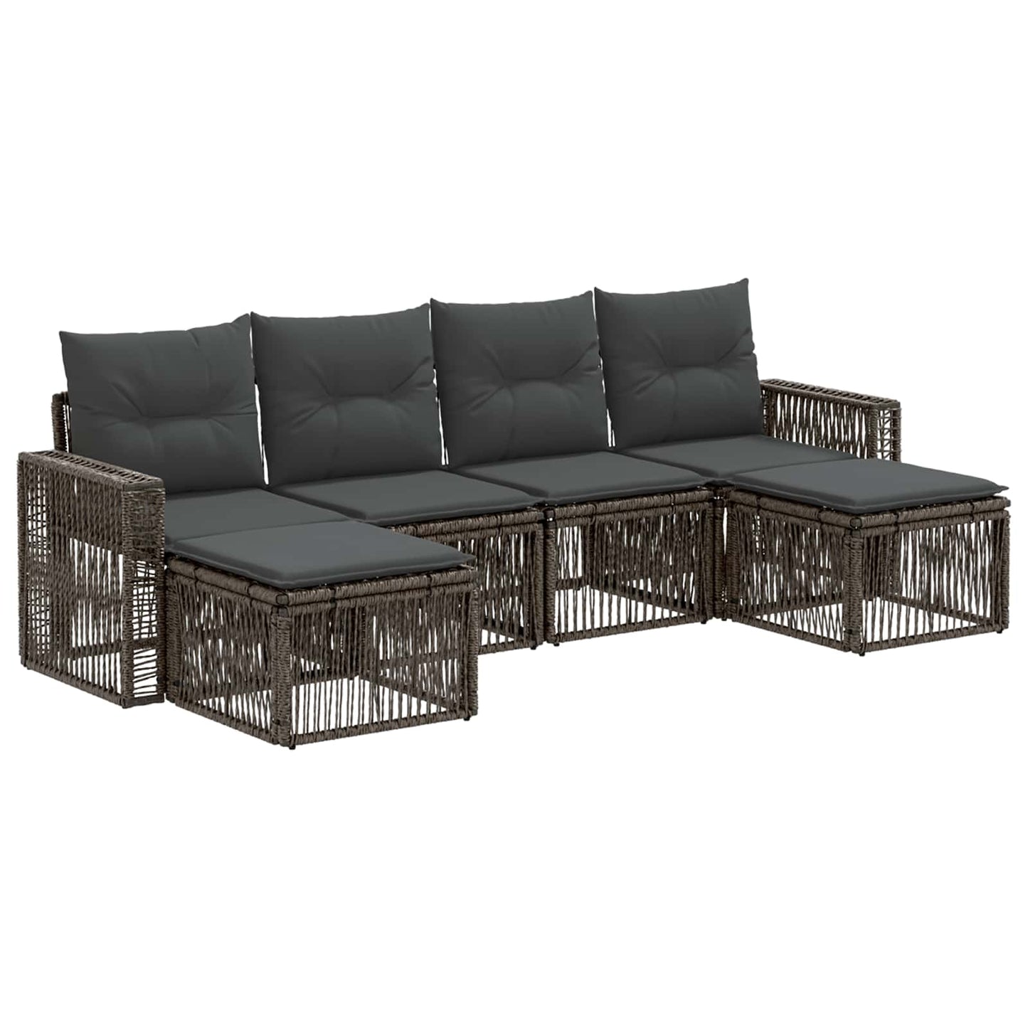 Set Divano da Giardino 6 pcs Grigio e Grigio Scuro polyrattan | homemem39