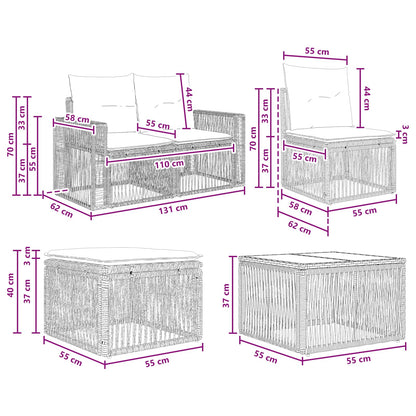 Set Divano da Giardino 7 pcs Grigio e Grigio Scuro polyrattan | homemem39