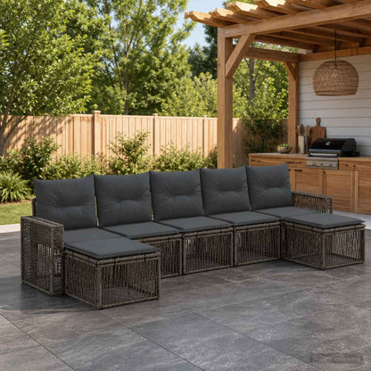Set Divano da Giardino 7 pcs Grigio e Grigio Scuro polyrattan | homemem39