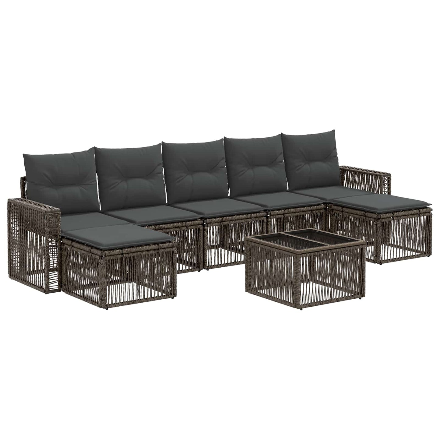 Set Divano da Giardino 8 pcs Grigio e Grigio Scuro polyrattan | homemem39