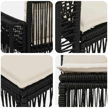 Set Divano da Giardino 8 pcs Nero e Bianco Crema polyrattan | homemem39