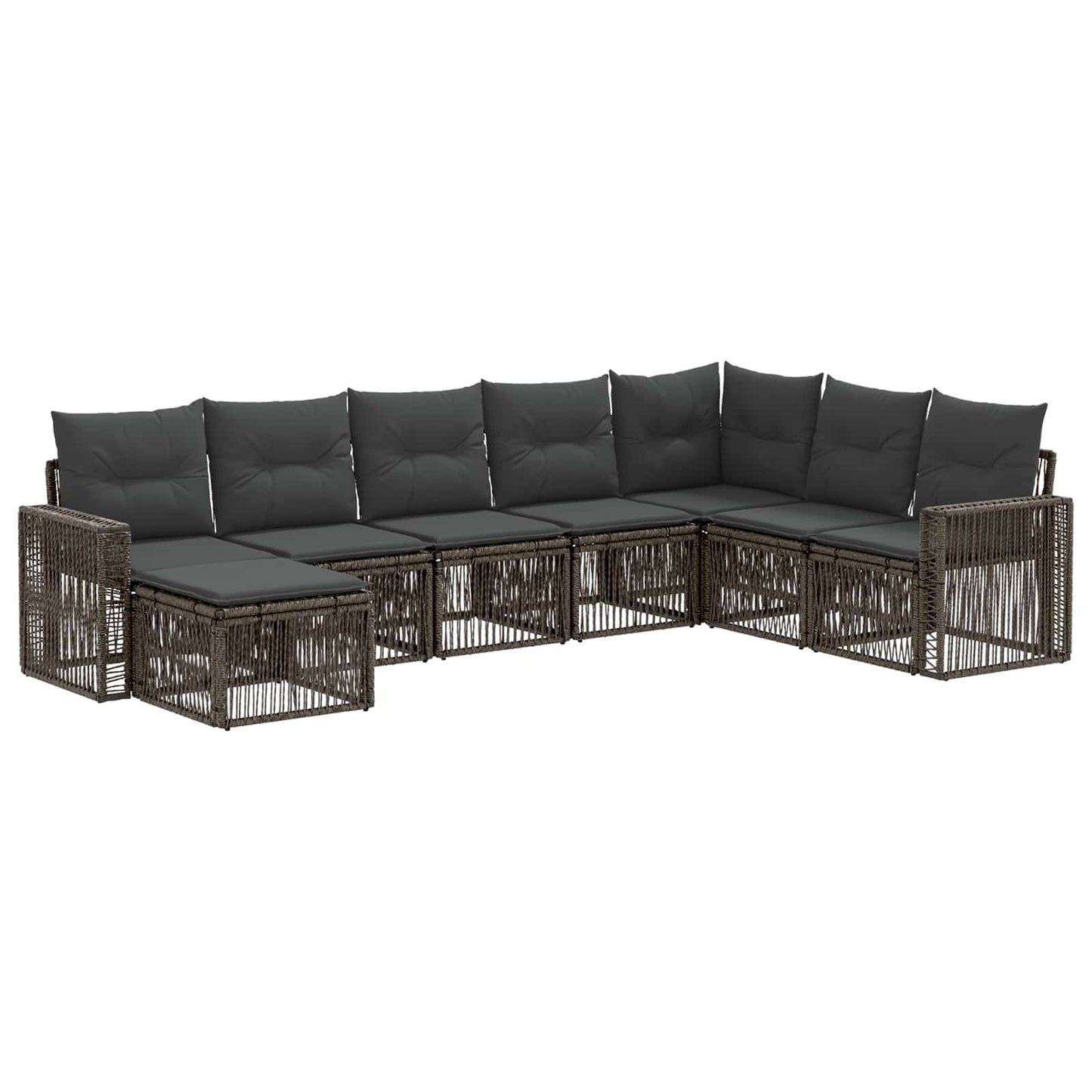Set Divano da Giardino 8 pcs Grigio e Grigio Scuro polyrattan | homemem39