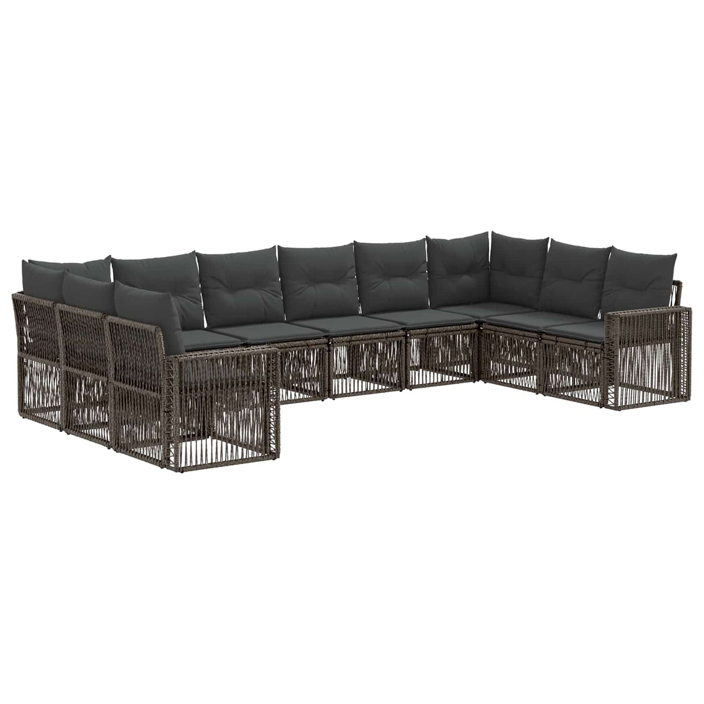 Set Divano da Giardino 10 pcs Grigio e Grigio Scuro polyrattan | homemem39