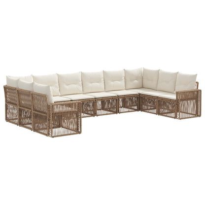 Set Divano da Giardino 10 pcs Beige e Bianco Crema polyrattan | homemem39