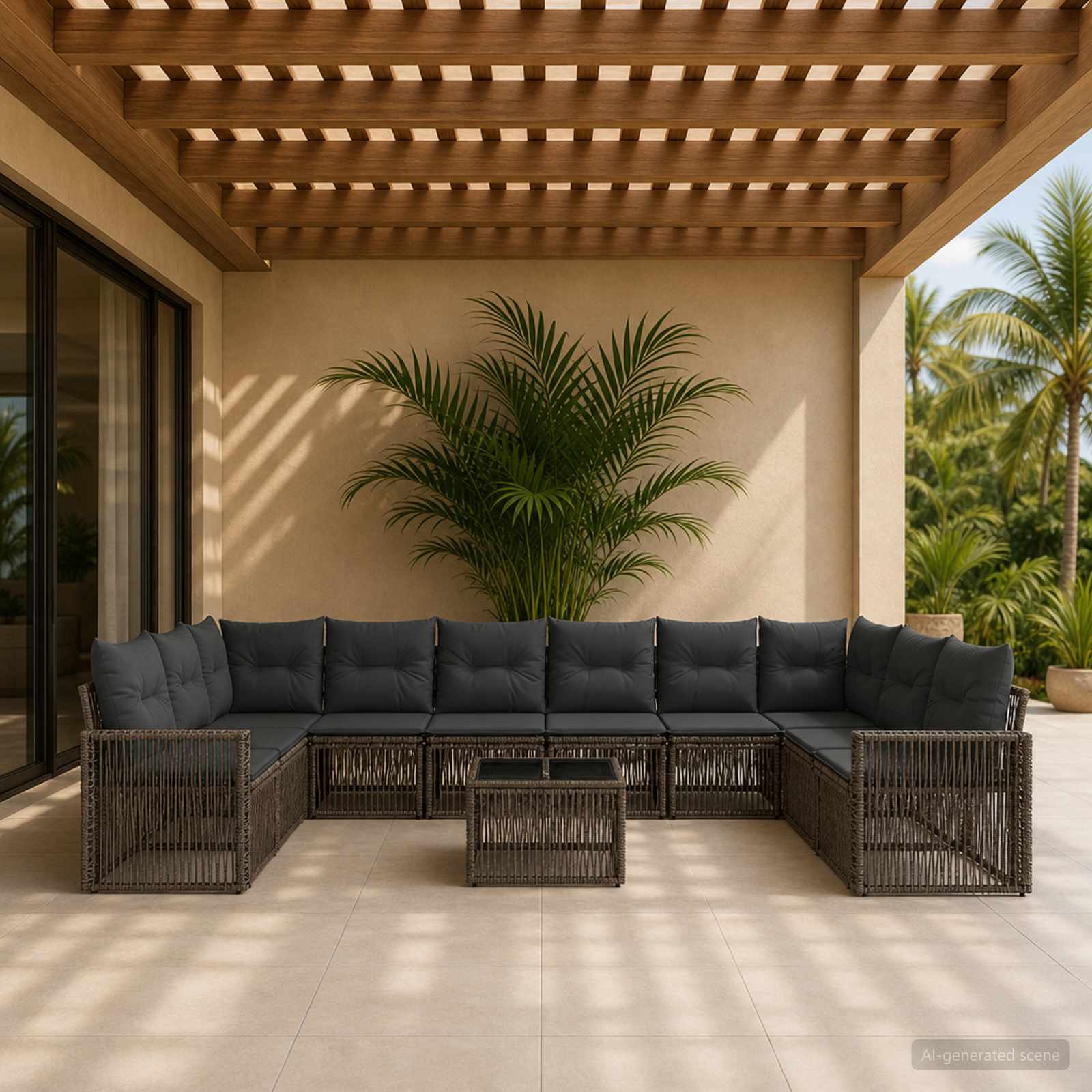Set Divano da Giardino 11 pcs Grigio e Grigio Scuro polyrattan | homemem39