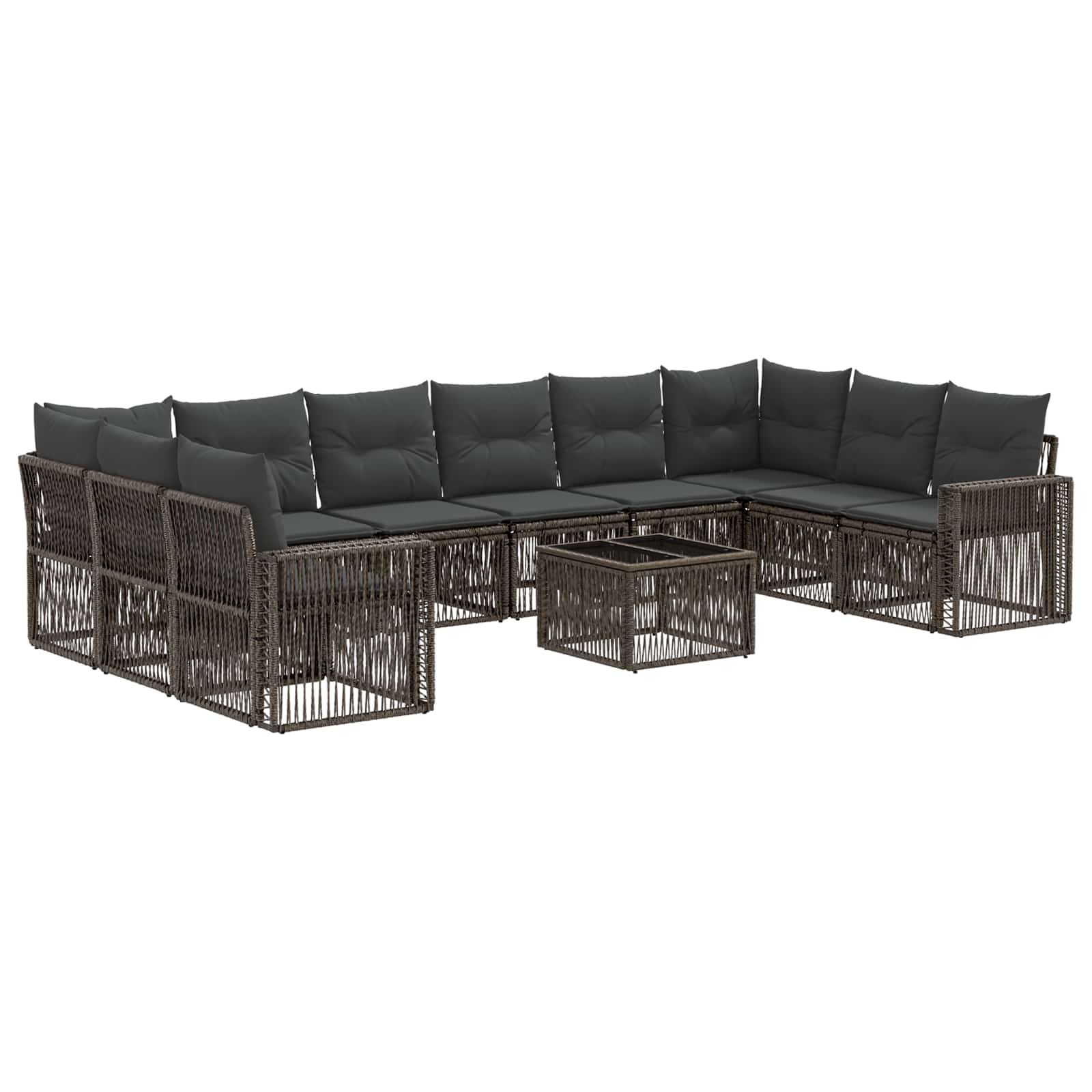 Set Divano da Giardino 11 pcs Grigio e Grigio Scuro polyrattan | homemem39