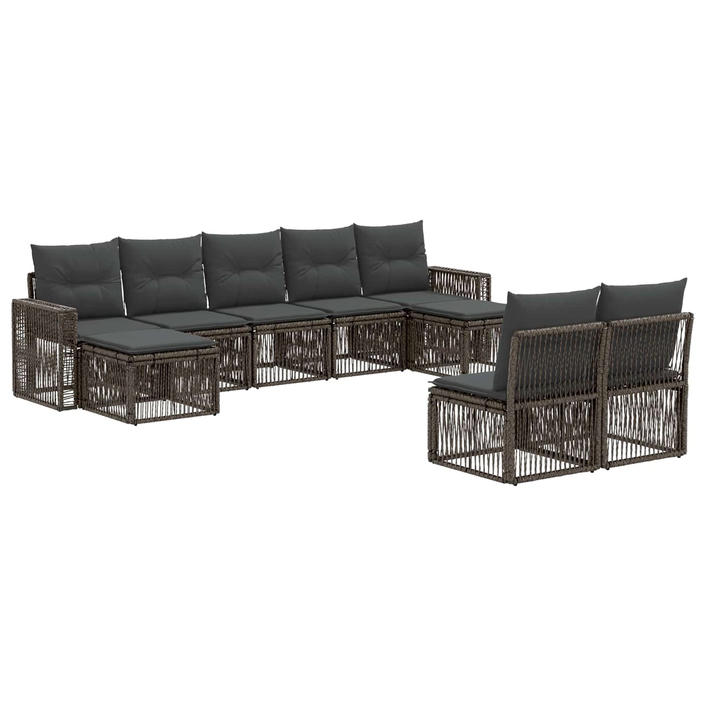 Set Divano da Giardino 9 pcs Grigio e Grigio Scuro polyrattan | homemem39