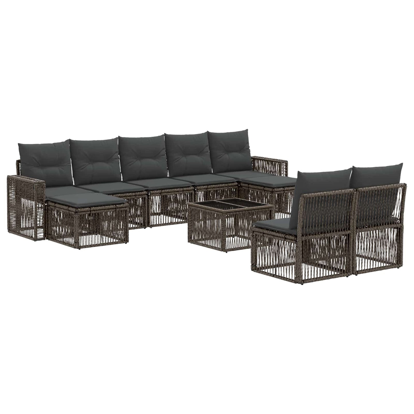 Set Divano da Giardino 10 pcs Grigio e Grigio Scuro polyrattan | homemem39