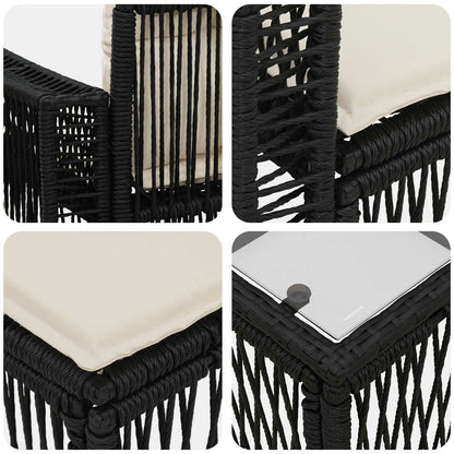 Set Divano da Giardino 11 pcs Nero e Bianco Crema polyrattan | homemem39
