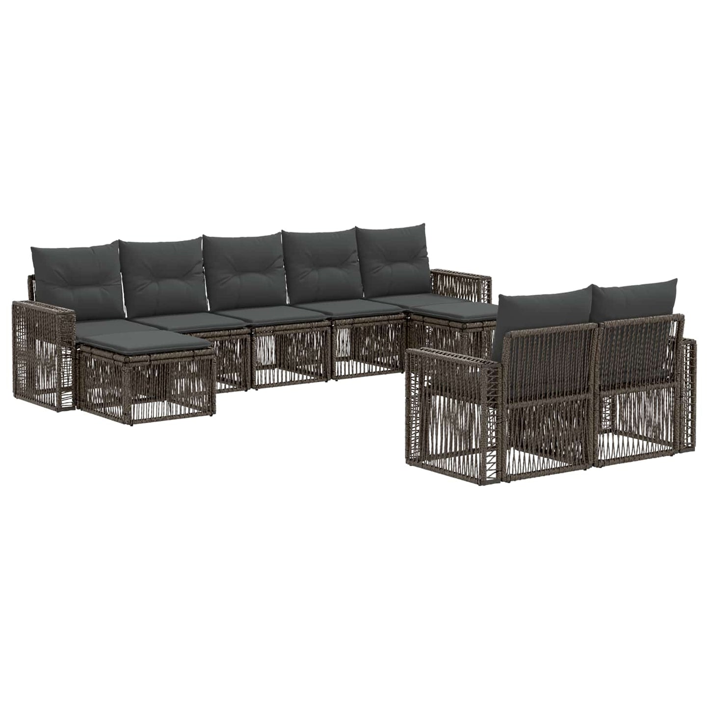 Set Divano da Giardino 9 pcs Grigio e Grigio Scuro polyrattan | homemem39
