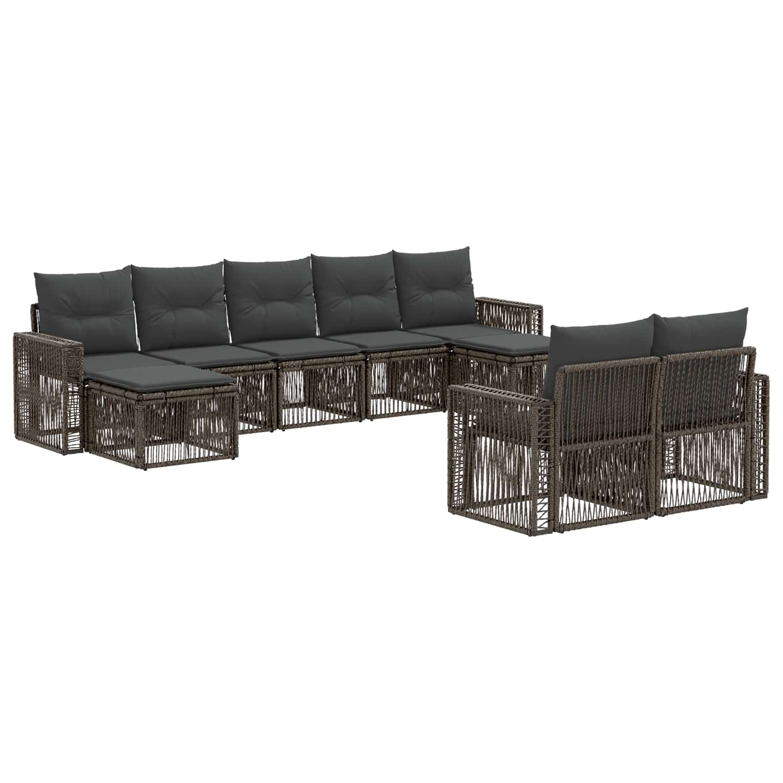 Set Divano da Giardino 9 pcs Grigio e Grigio Scuro polyrattan | homemem39