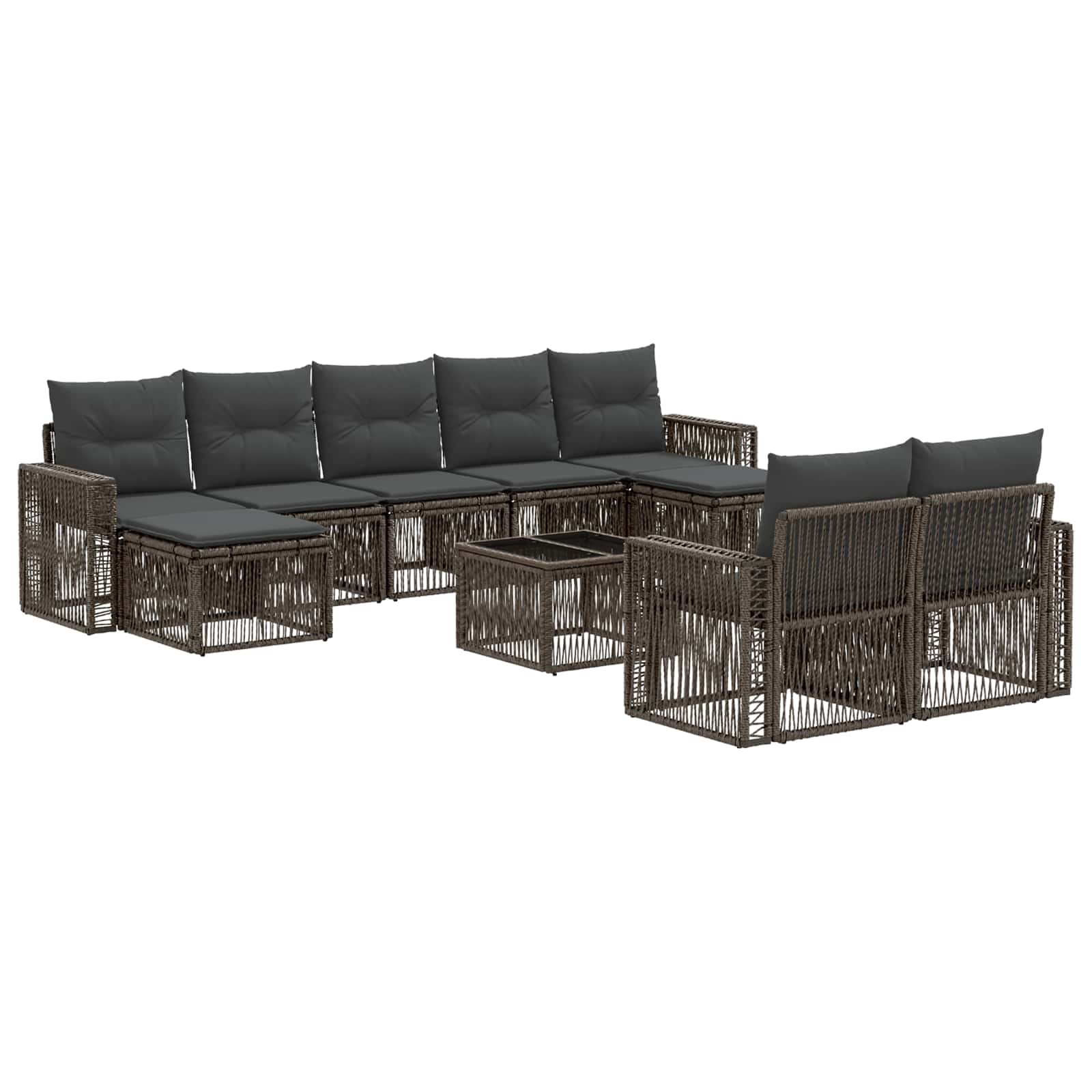 Set Divano da Giardino 10 pcs Grigio e Grigio Scuro polyrattan | homemem39
