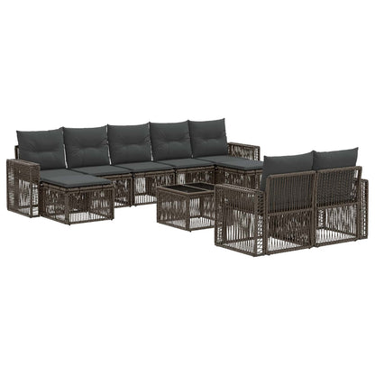 Set Divano da Giardino 10 pcs Grigio e Grigio Scuro polyrattan | homemem39