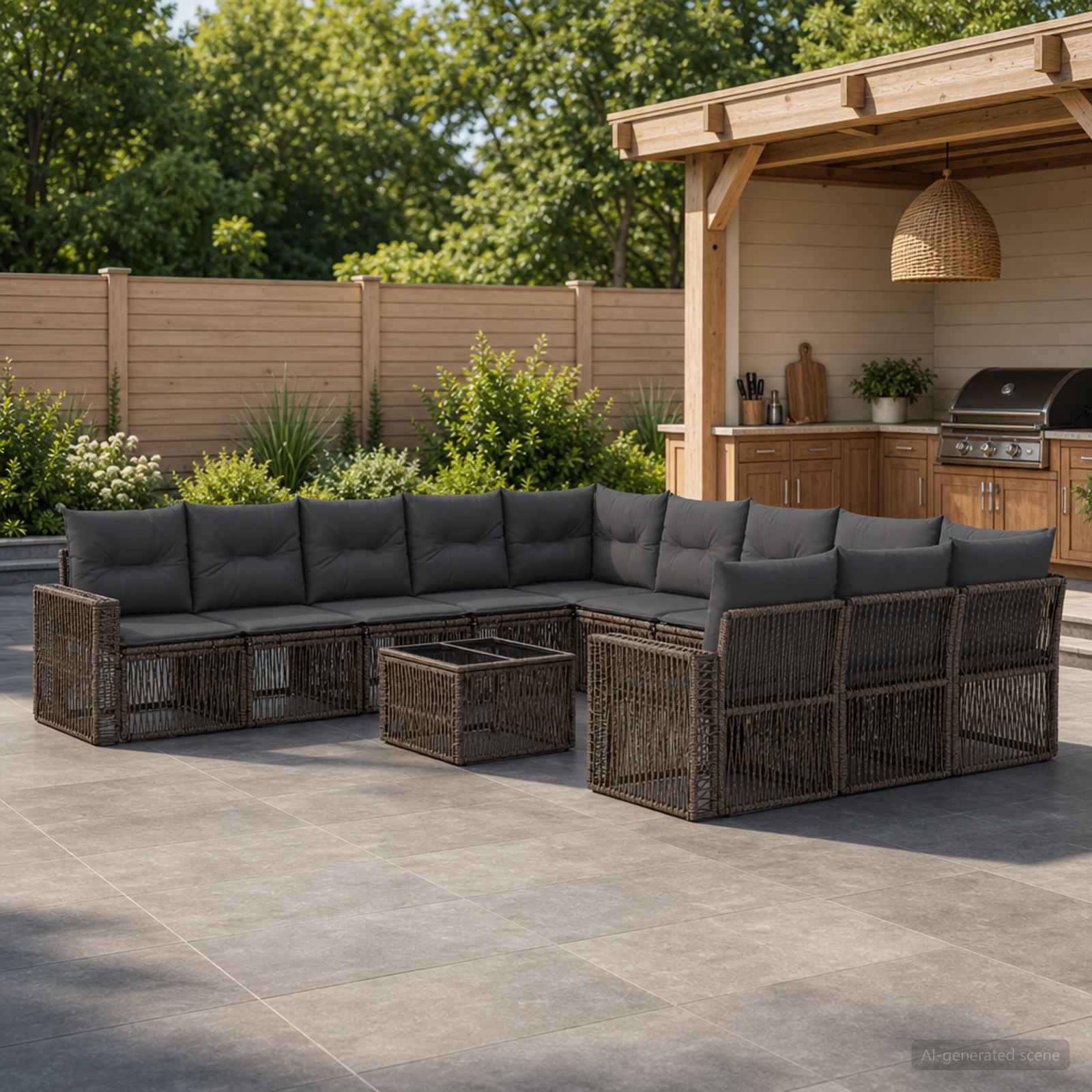 Set Divano da Giardino 12 pcs Grigio e Grigio Scuro polyrattan | homemem39