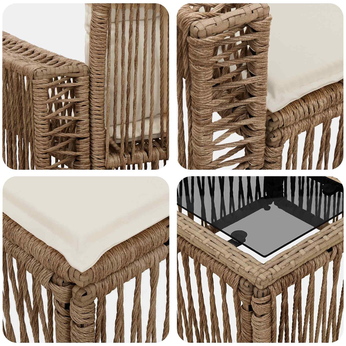 Set Divano da Giardino 12 pcs Beige e Bianco Crema polyrattan | homemem39
