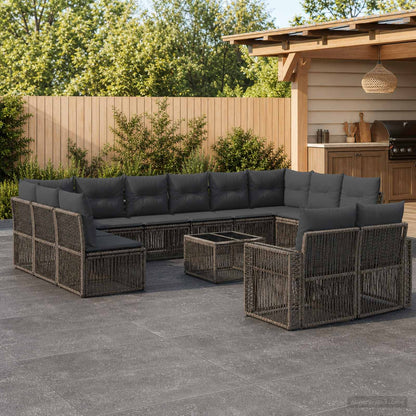Set Divano da Giardino 13 pcs Grigio e Grigio Scuro polyrattan | homemem39