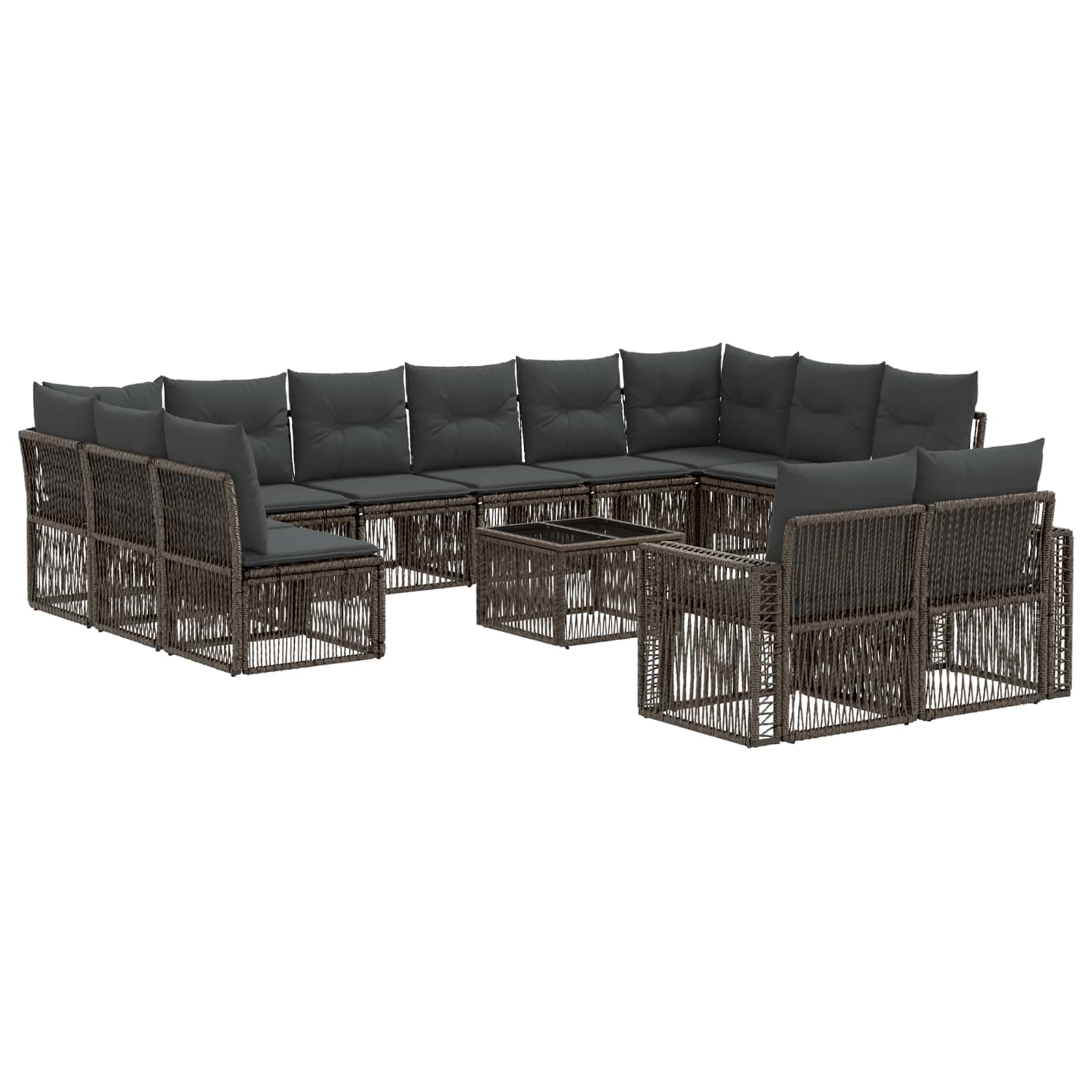 Set Divano da Giardino 13 pcs Grigio e Grigio Scuro polyrattan | homemem39