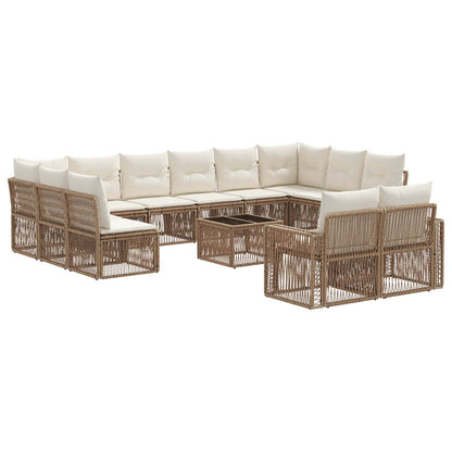 Set Divano da Giardino 13 pcs Beige e Bianco Crema polyrattan | homemem39