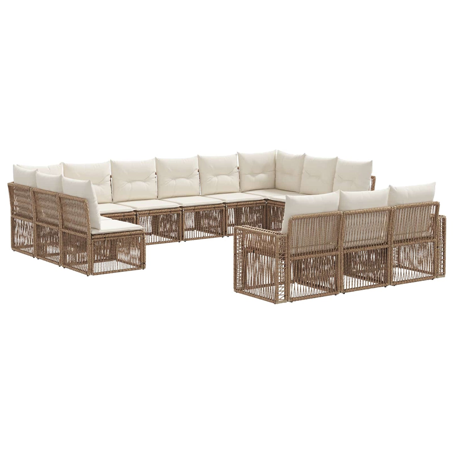 Set Divano da Giardino 13 pcs Beige e Bianco Crema polyrattan | homemem39