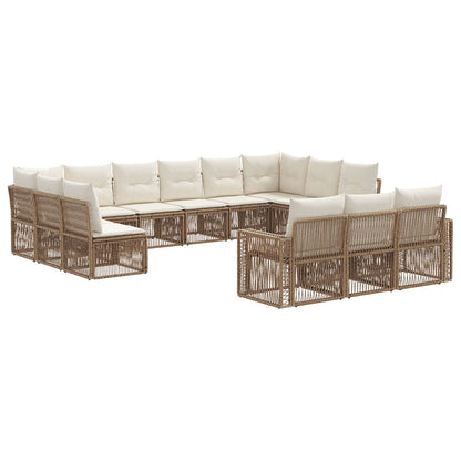 Set Divano da Giardino 13 pcs Beige e Bianco Crema polyrattan | homemem39