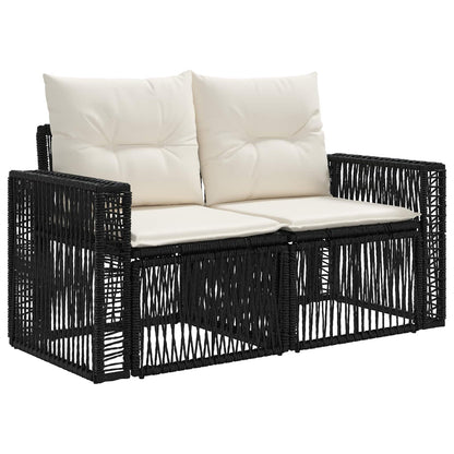 Set Divano da Giardino 14 pcs Nero e Bianco Crema polyrattan | homemem39